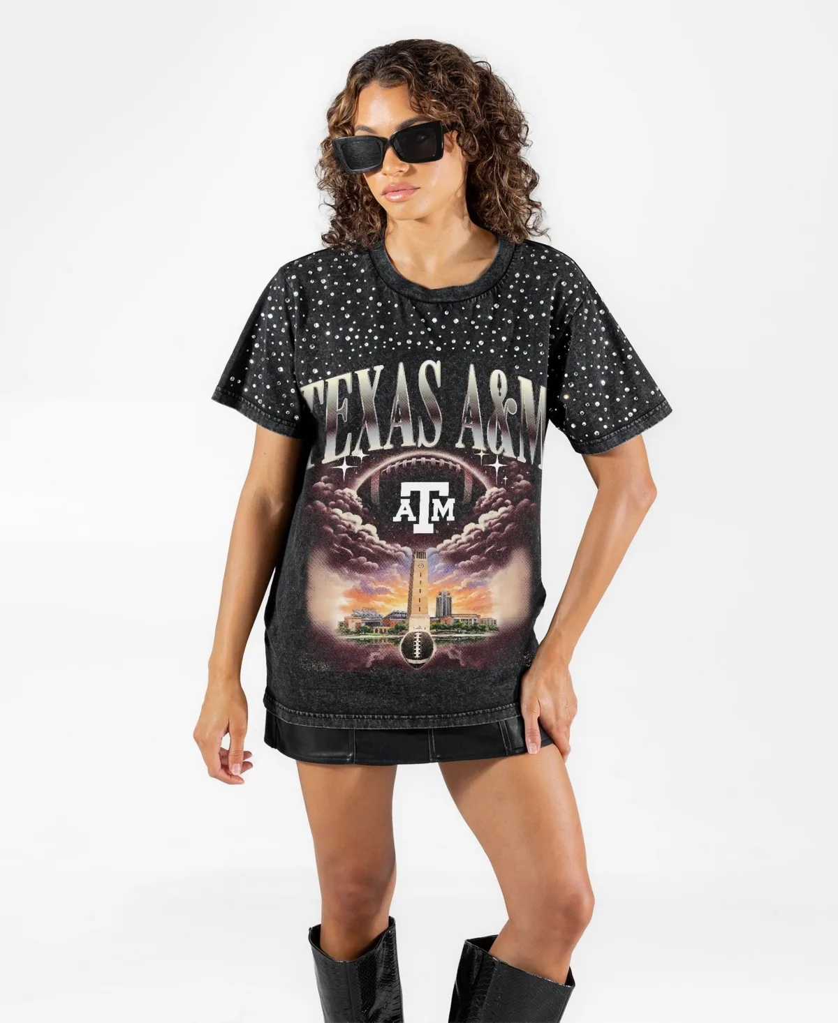 Texas A&M Aggies Skys the Limit Washed Micro Rhinestone T-Shirt