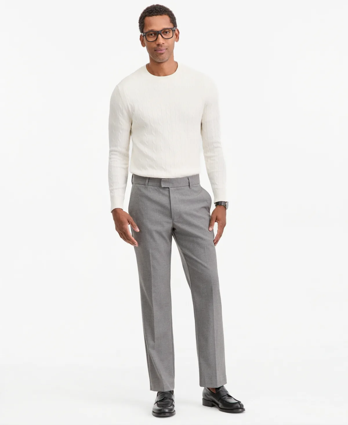 Wool-Blend Flat-Front Pants by Club Room