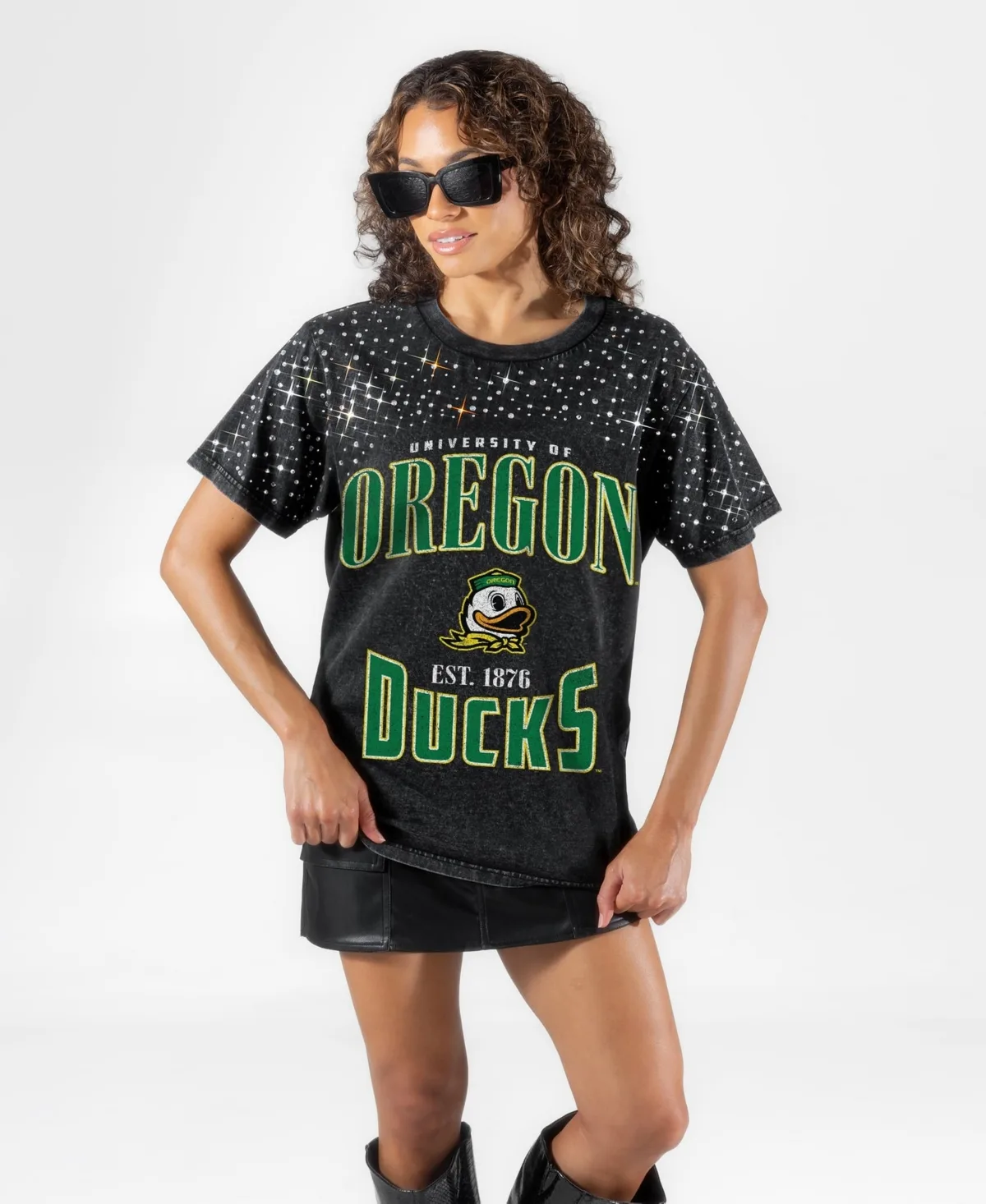 Oregon Ducks in the Zone Washed Micro Rhinestone T-Shirt