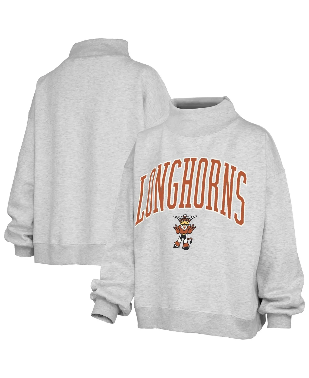 Texas Longhorns Oversized Slogan Fleece Mock Neck Sweatshirt by Pressbox