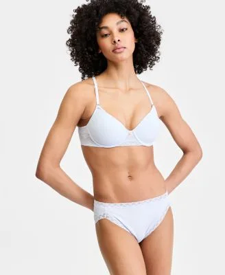 Bliss Perfection Contour Underwire Bra Bliss Lace Trim Cotton French Cut Brief Underwear by Natori
