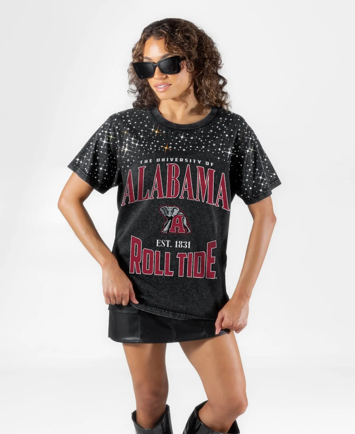 Alabama Crimson Tide in the Zone Washed Micro Rhinestone T-Shirt