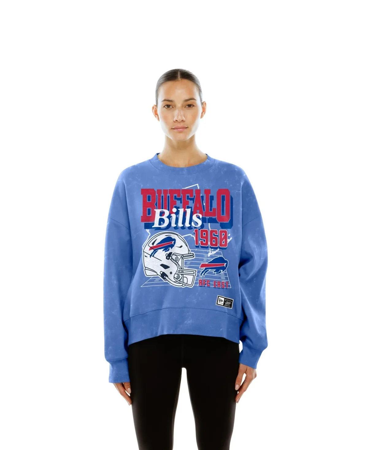 Buffalo Bills Throwback Mineral Wash Boxy Fleece Crewneck Sweatshirt