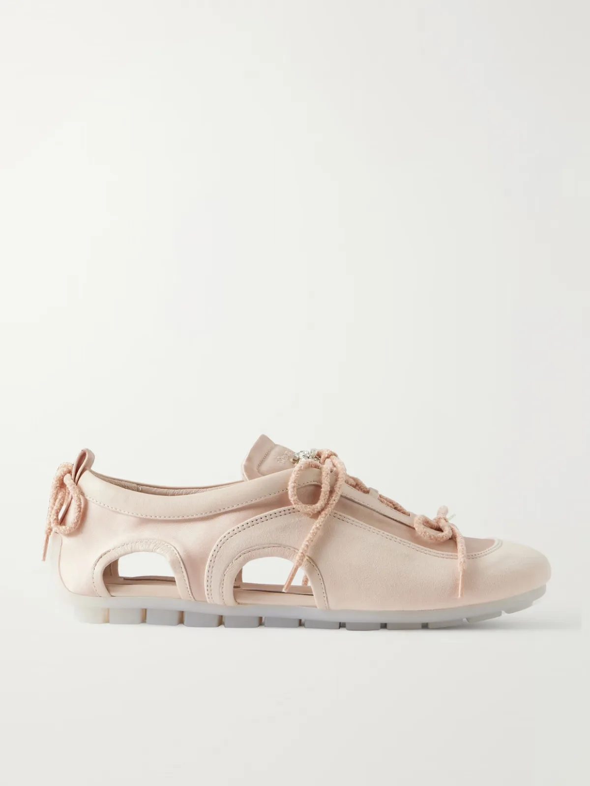 - Ballerina Cutout Suede-trimmed Satin Sneakers -