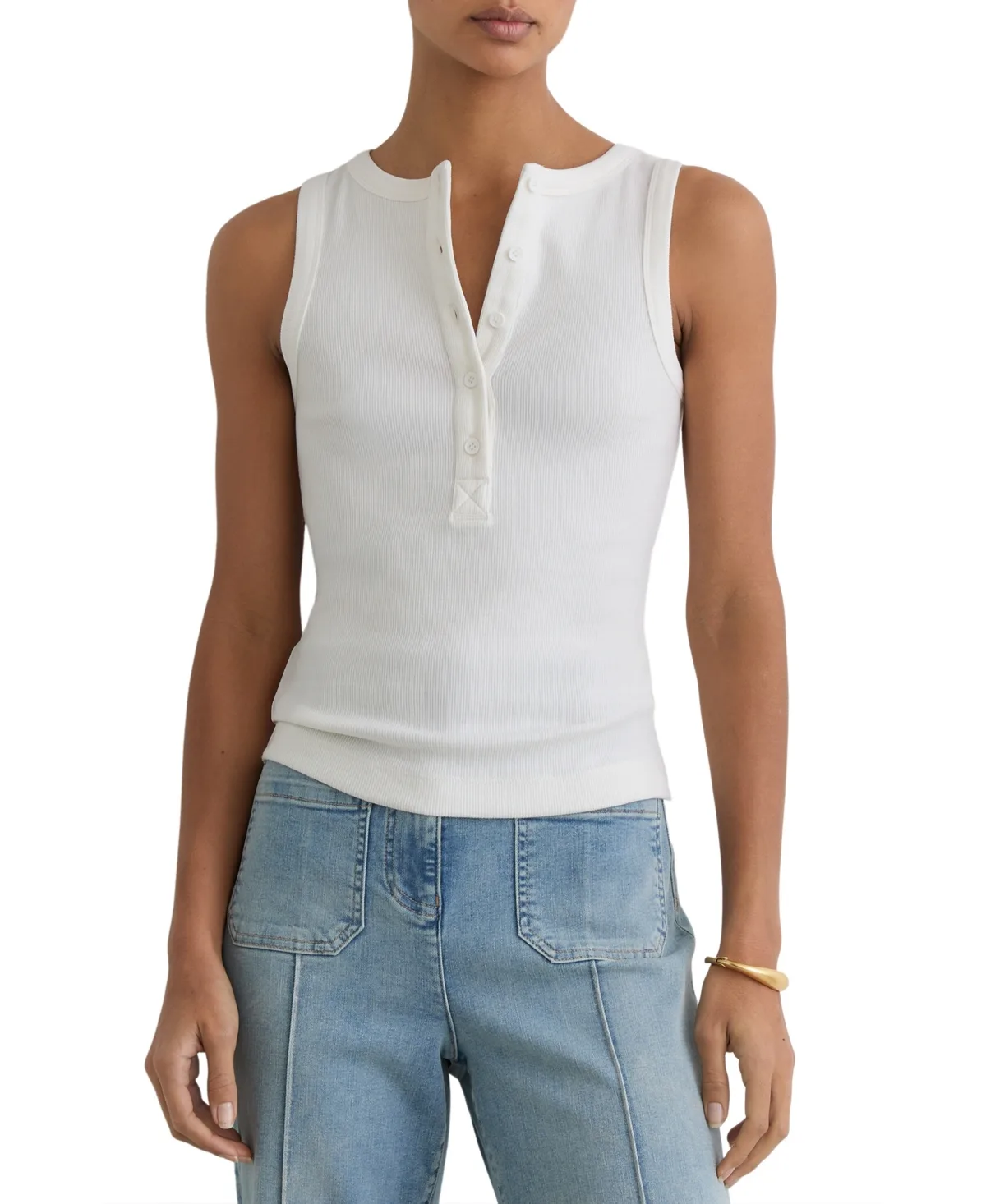 Rita Ribbed Sleeveless Crewneck Vest by Reiss
