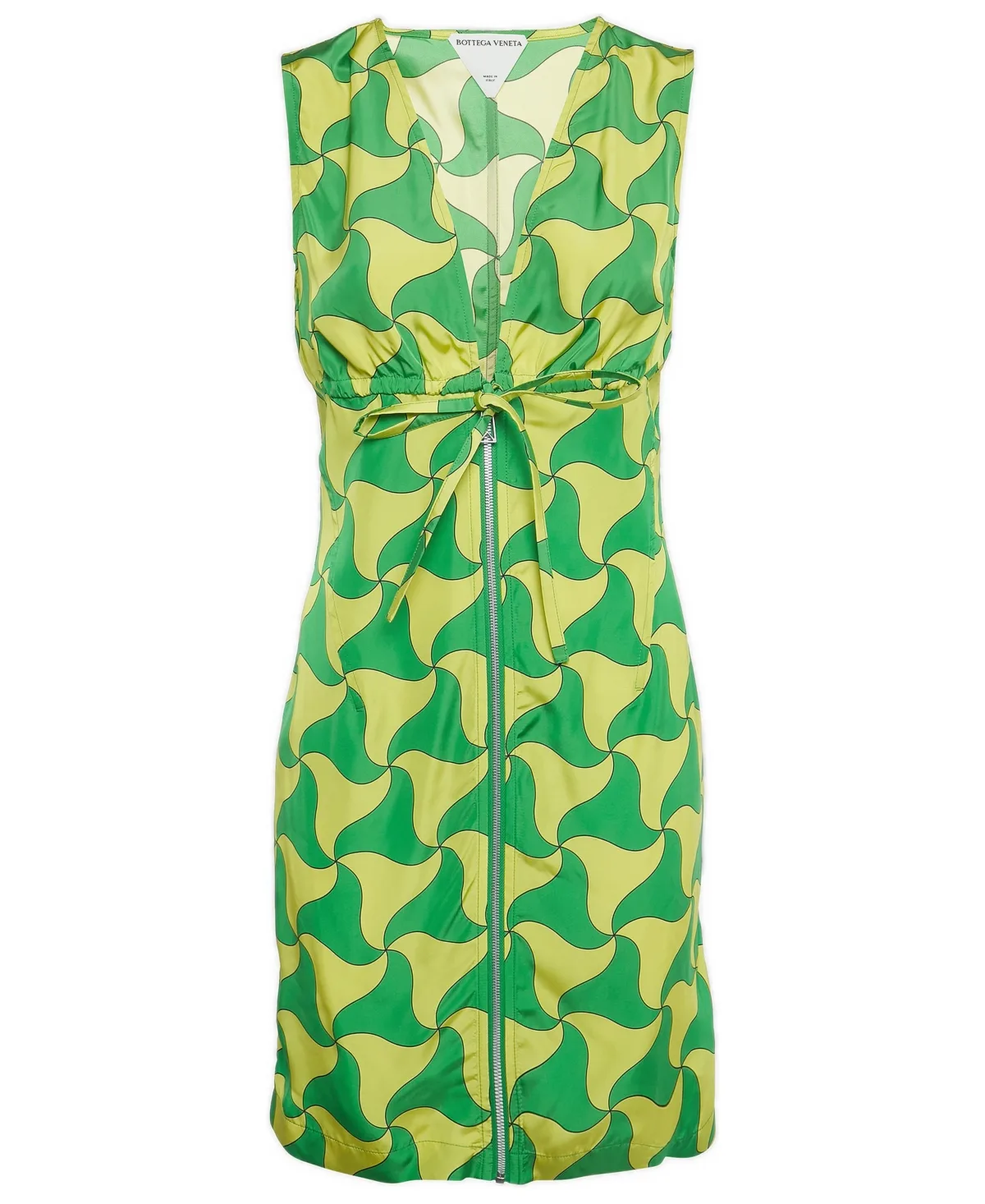 Pre-Owned Bottega Veneta Wavy Triangle Print Parachute Silk Mini Dress by Bottega Veneta