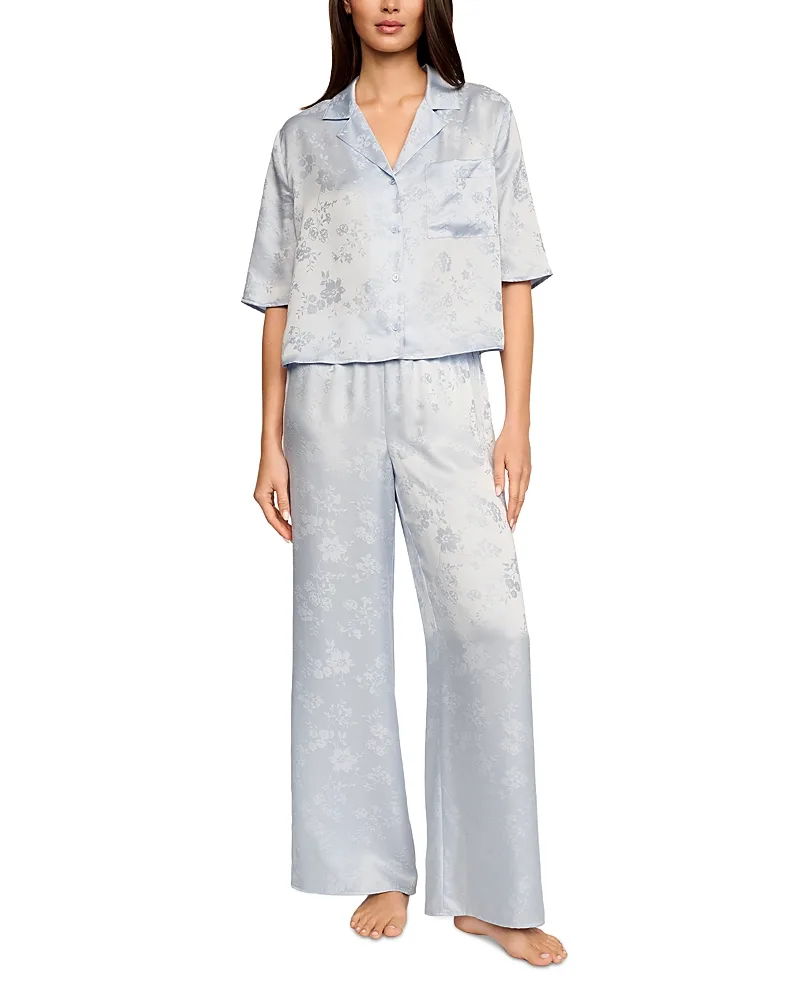 Eberjey x Elsa Hosk Inez Washable Silk Jacquard Relaxed Wide Leg Pant Pj Set by Eberjey