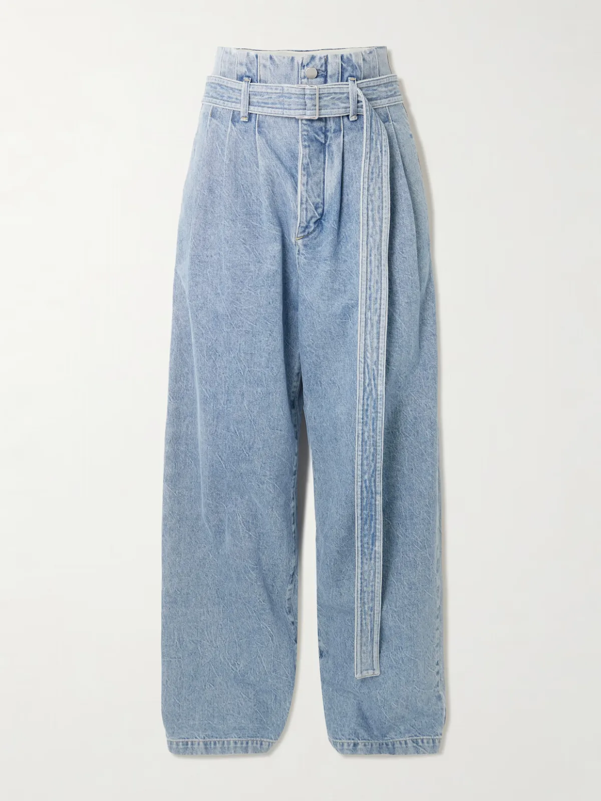 - + Maria Mcmanus Corset Belted Pintucked High-rise Wide-leg Jeans -