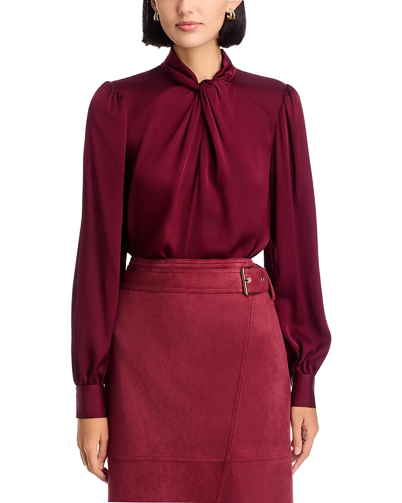 Lola Silk Blend Twist Neck Blouse