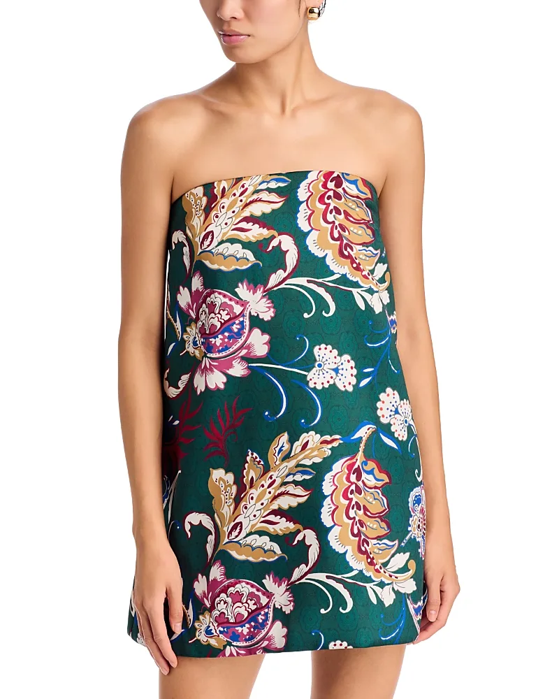 Greya Strapless Floral Mini Dress by Veronica Beard