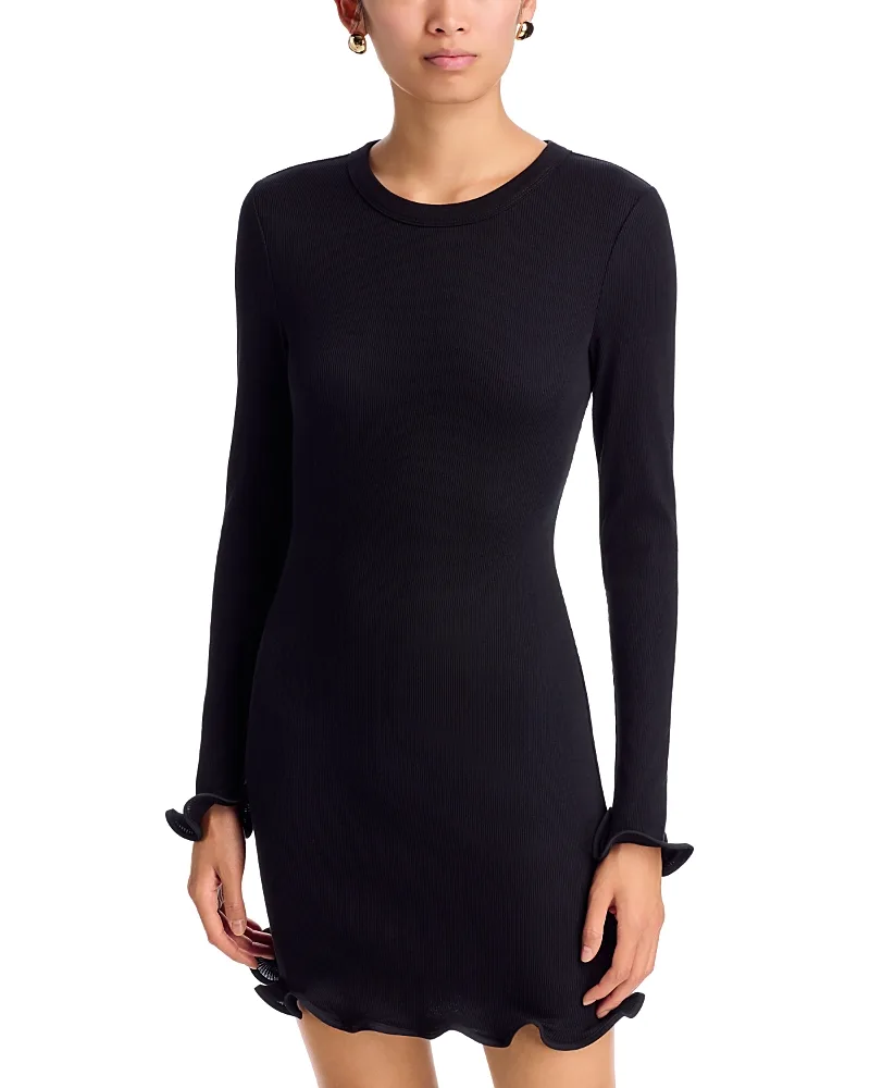 Baranova Stretch Cotton Ruffled Mini Dress by Veronica Beard