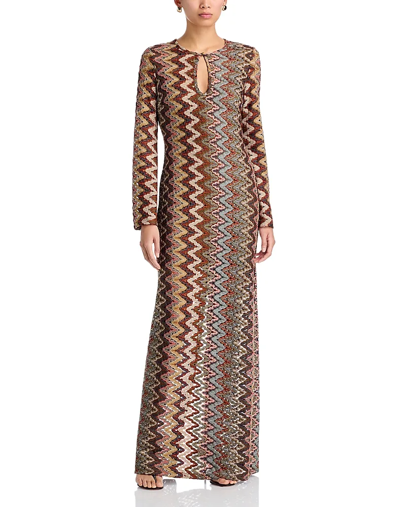 Antonella Chevron a Line Maxi Dress by Veronica Beard
