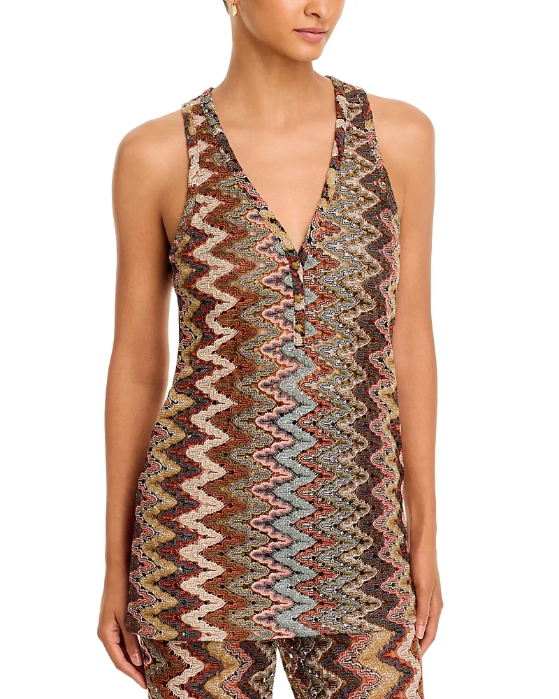 Saxton Chevron V Neck Tank by Veronica Beard