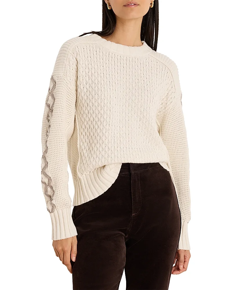 Cotton Crisscross Stitch Sweater by Nic+Zoe
