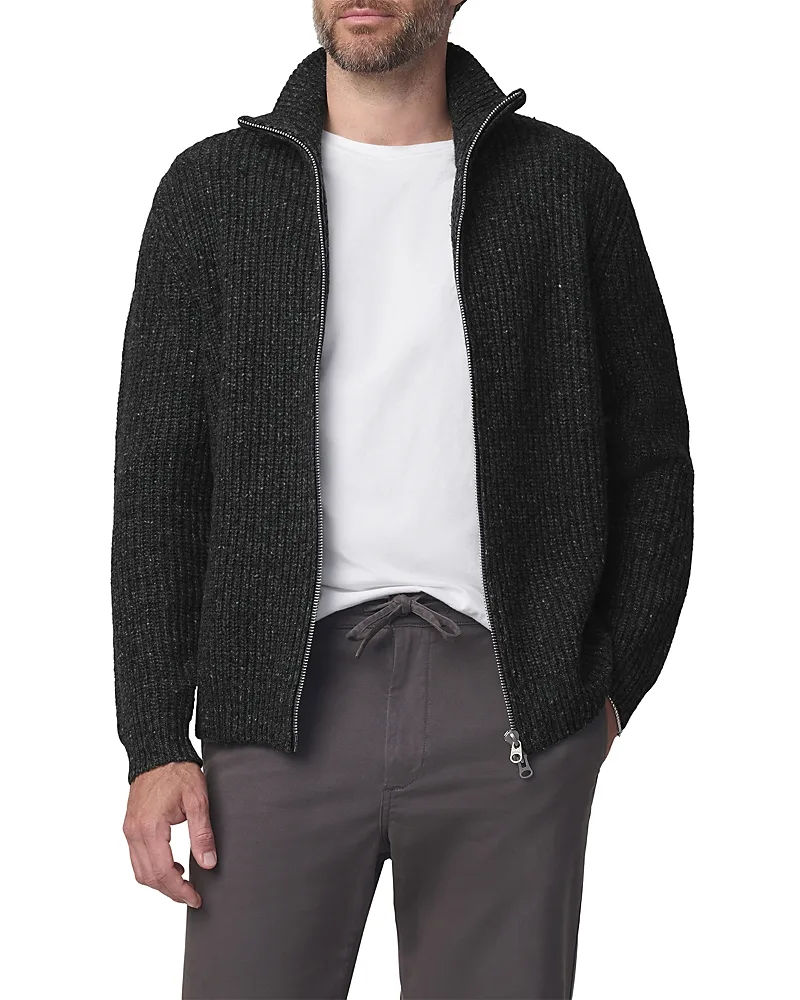 Donegal Merino Wool Blend Zip Up Cardigan