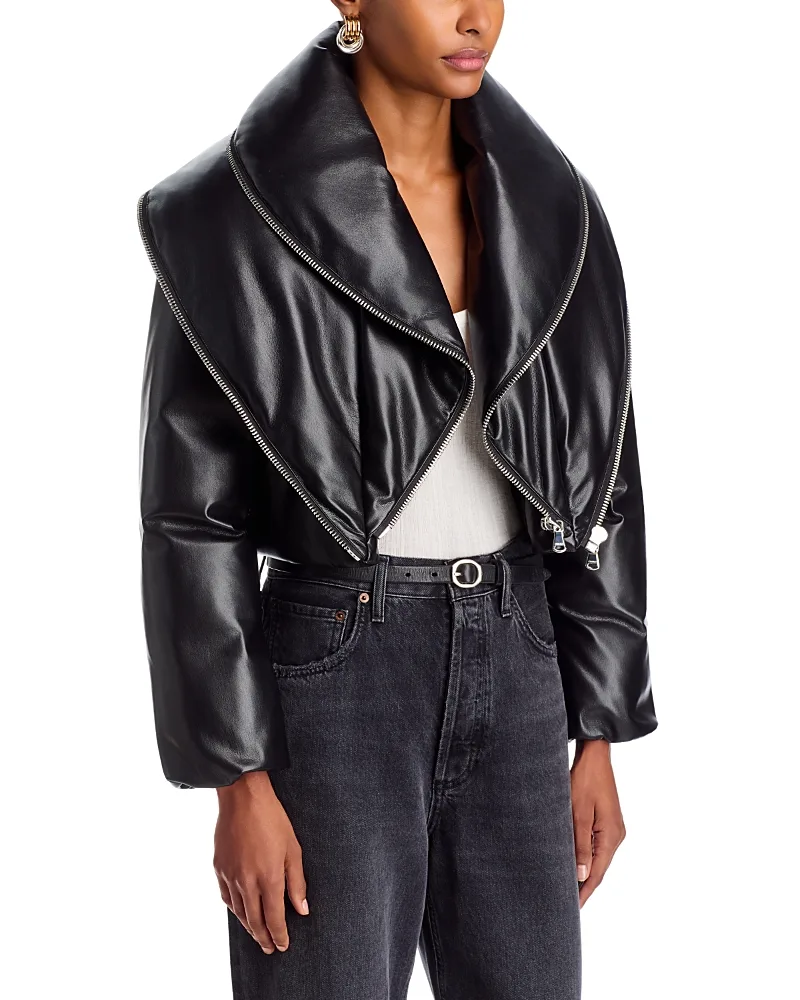 Vail Zipper Faux Leather Puffer Jacket by L'AGENCE