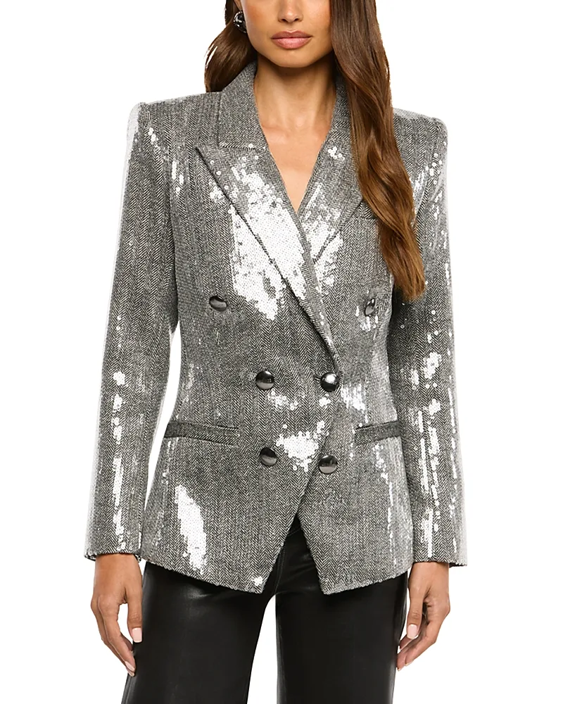 Kyomi Sequin Double Breasted Blazer by L'AGENCE