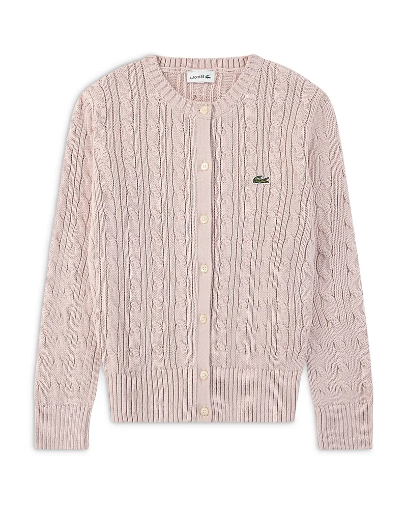 Cable Knit Cotton Cardigan by Lacoste