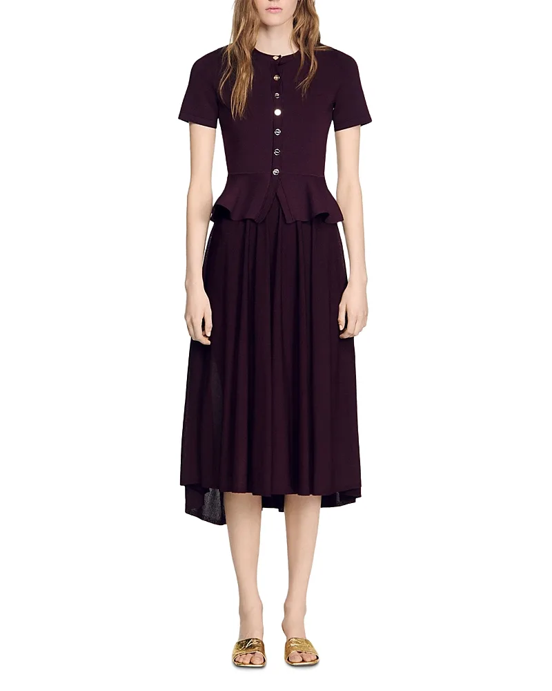 Judith Peplum Knit Maxi Dress by Sandro
