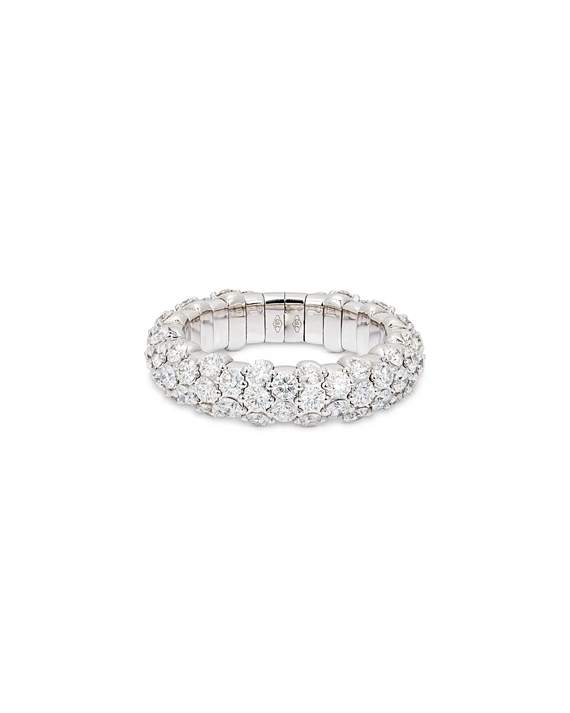 18K White Gold Stretch Diamond Multirow Statement Band, 2.59 Tcw by Zydo