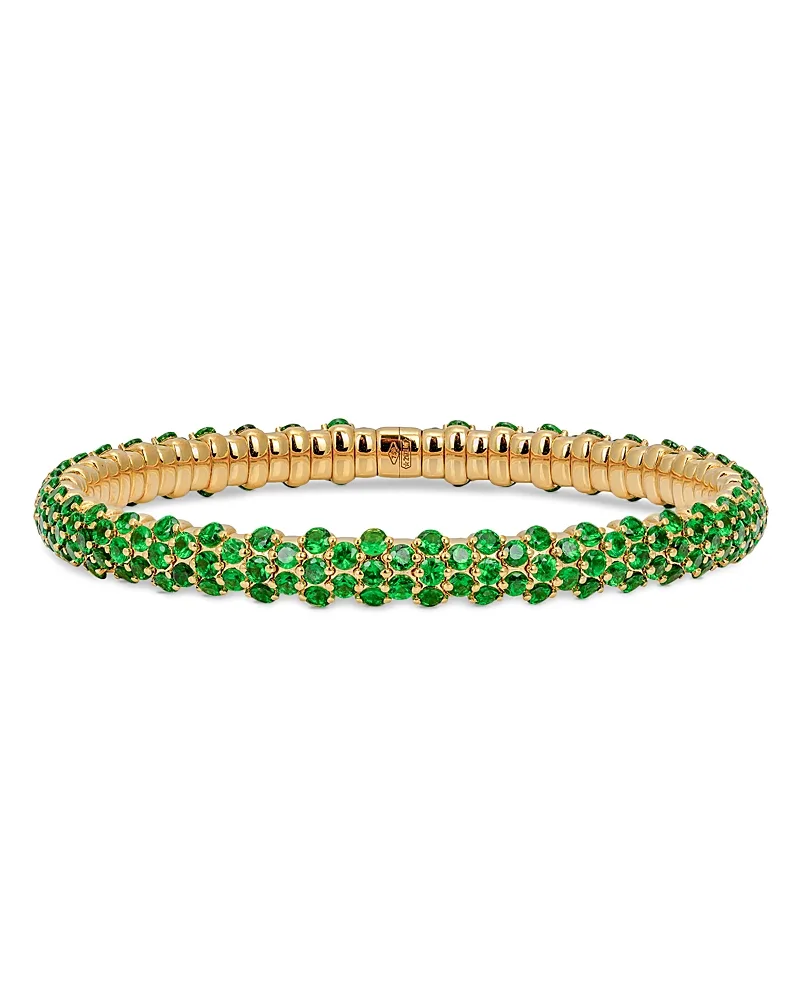 18K Yellow Gold Stretch Tsavorite Bangle Bracelet by Zydo