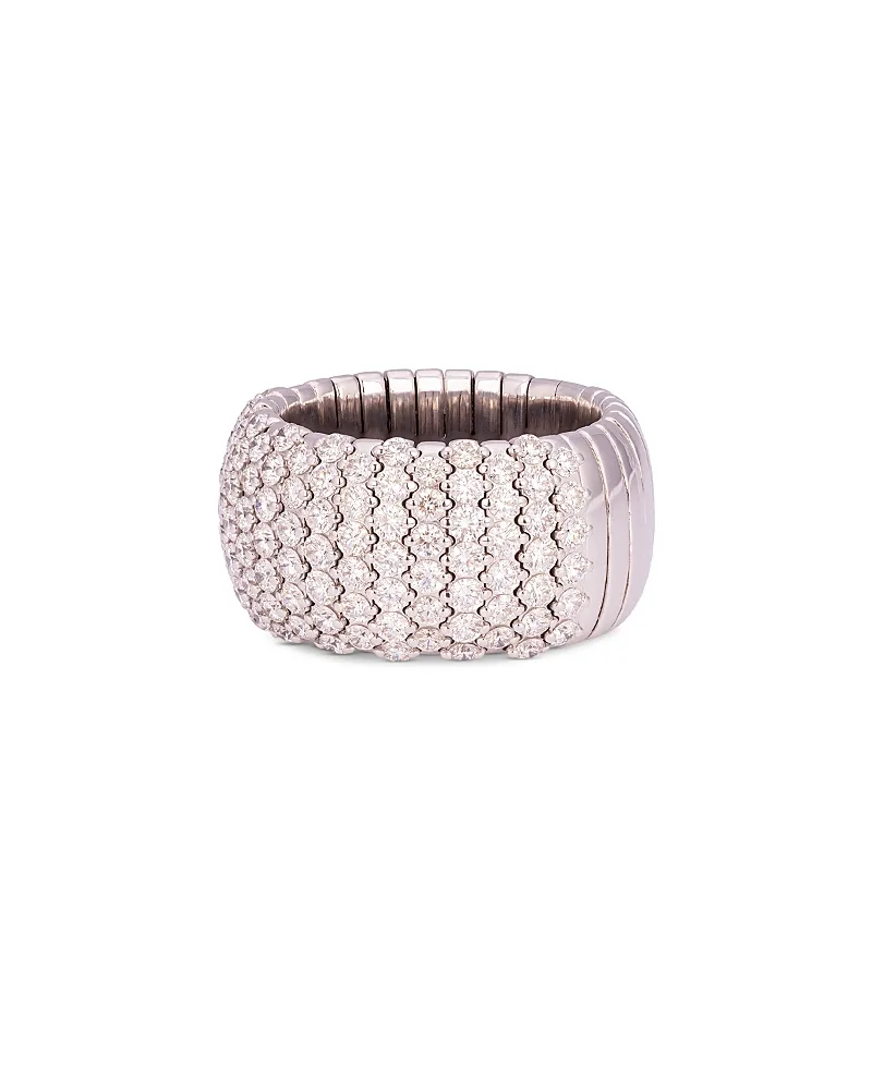 18K White Gold Stretch Diamond Half Eternity Wide Band, 3.09 Tcw by Zydo