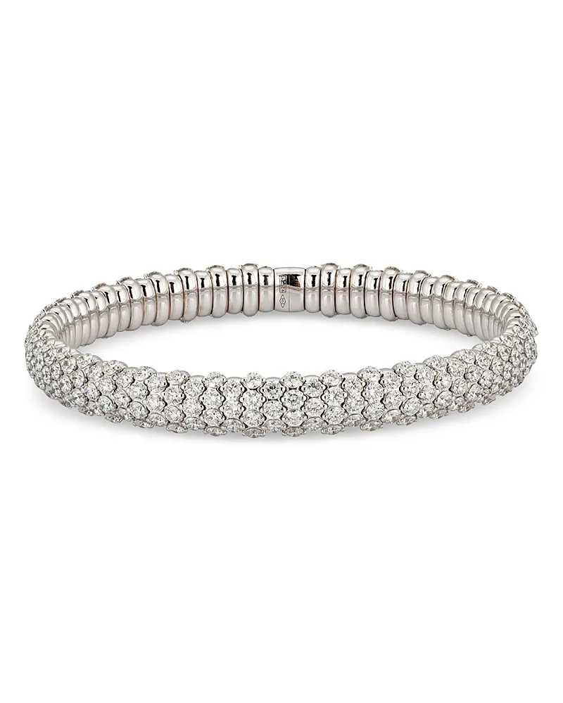 18K White Gold Stretch Diamond Bangle Bracelet, 10.51 Tcw by Zydo