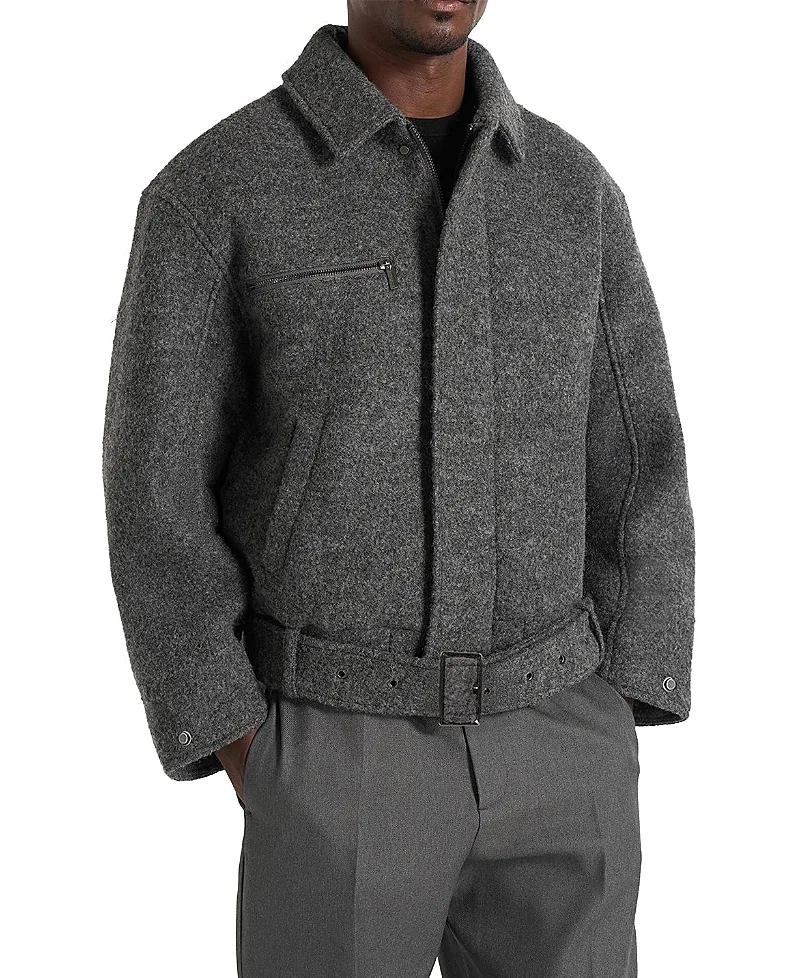 Ezra Unisex Wool Belted Bomber Jacket