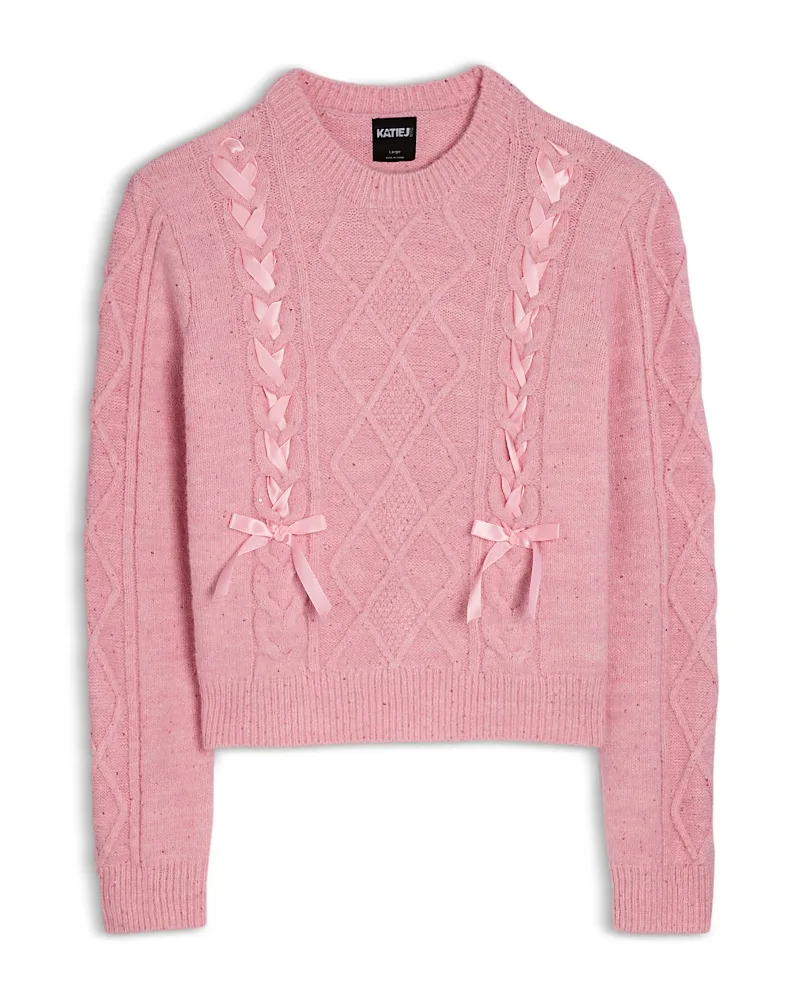 Monroe Cable Knit Bow Sweater by Katiejnyc