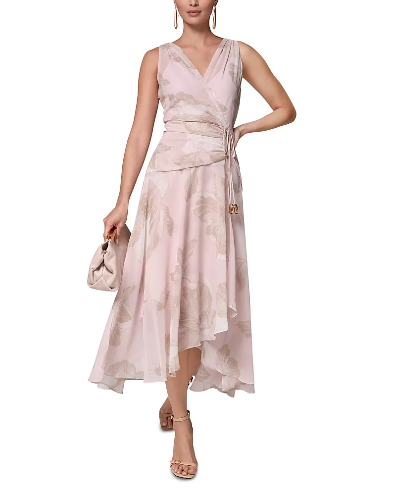 Faux Wrap Chiffon Midi Dress by Donna Karan New York