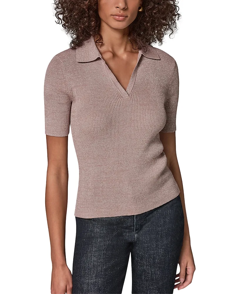 Dkny Metallic Ribbed Polo Sweater by Donna Karan Weekend