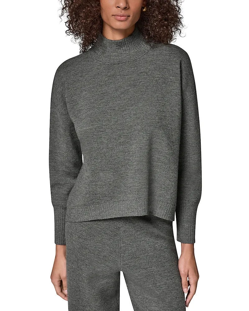 Merino Wool Blend Mock Neck Sweater