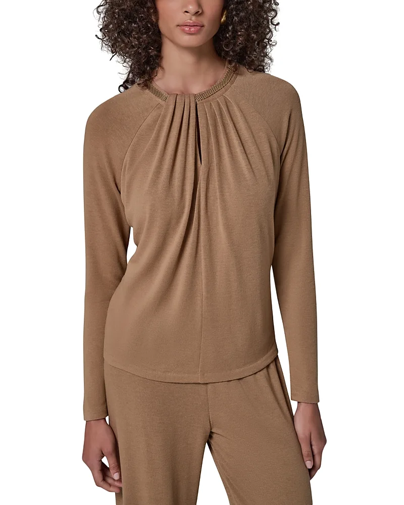 Dkny Embellished Knit Gathered Blouse by Donna Karan New York