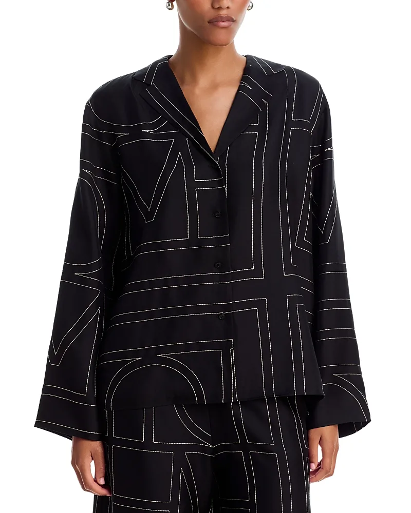 Garderob Monogram Silk Pajama Top by Totême