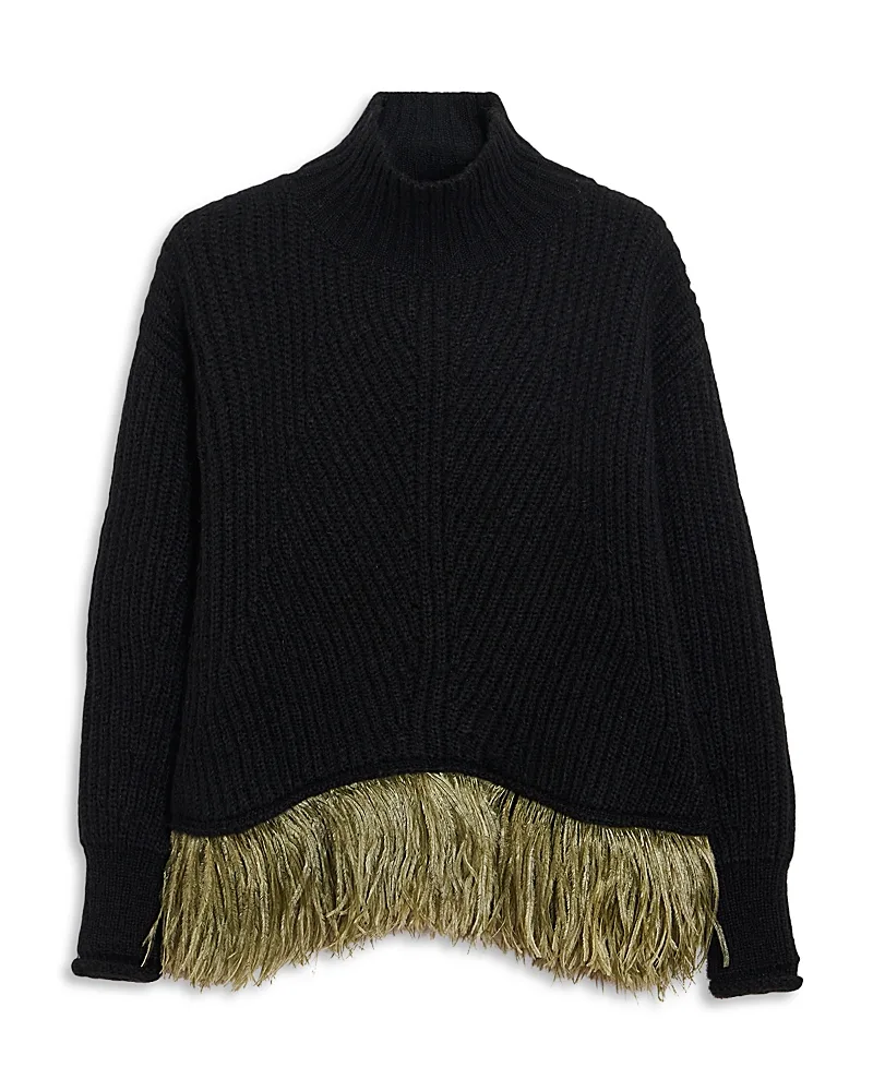 High Kick Feather Trim Sweater