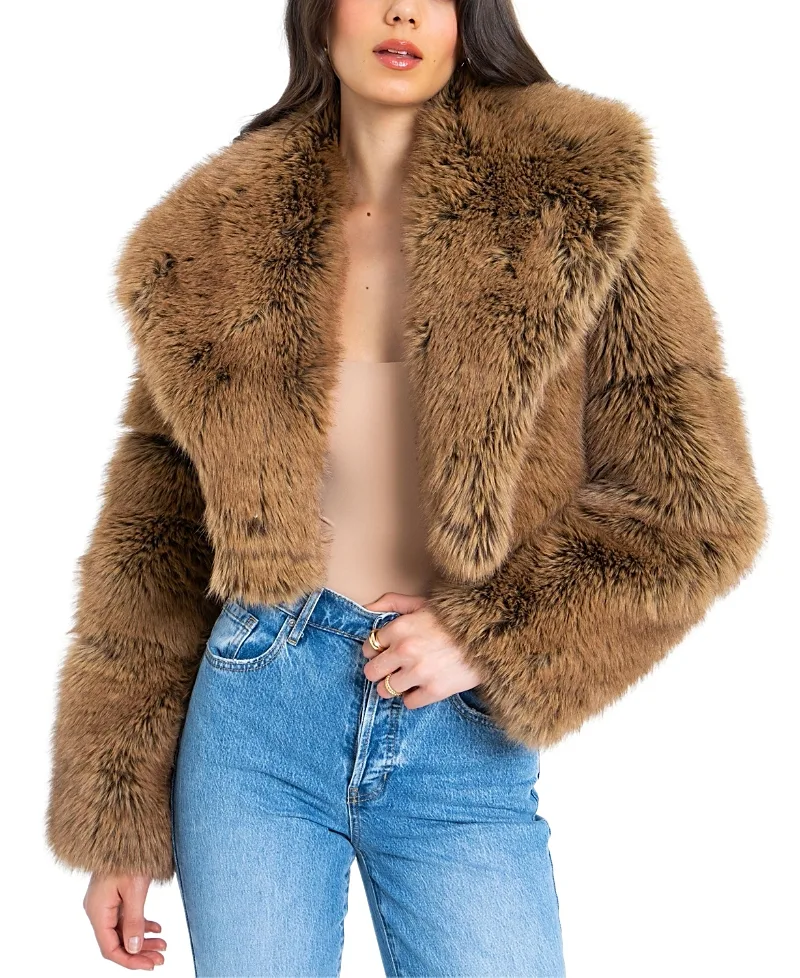 Yadavi Faux Fur Cropped Jacket by Miss Circle
