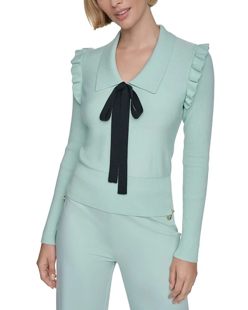 Collar and Bow Tie Wool Blend Sweater by Sonia Rykiel