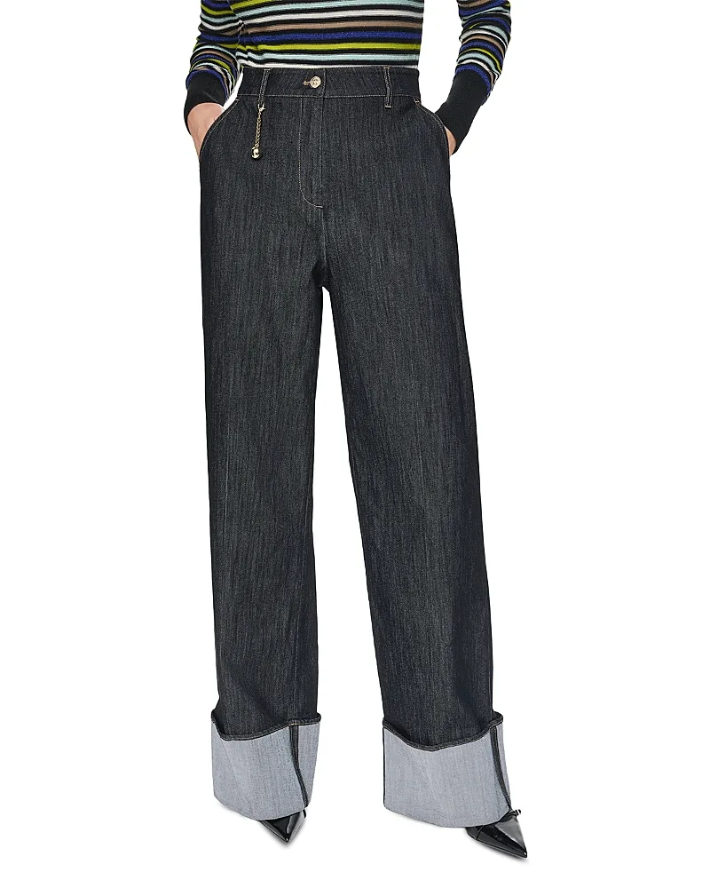 High Rise Cuffed Wide Leg Jeans by Sonia Rykiel
