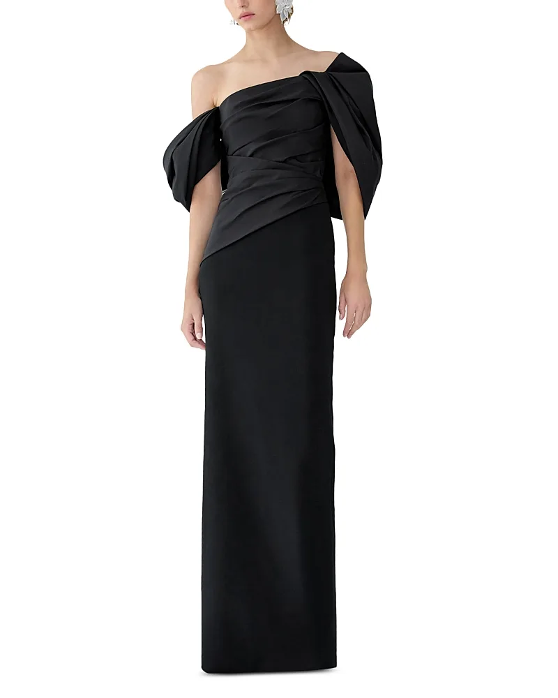 Off-the-Shoulder Draped Silk Gown