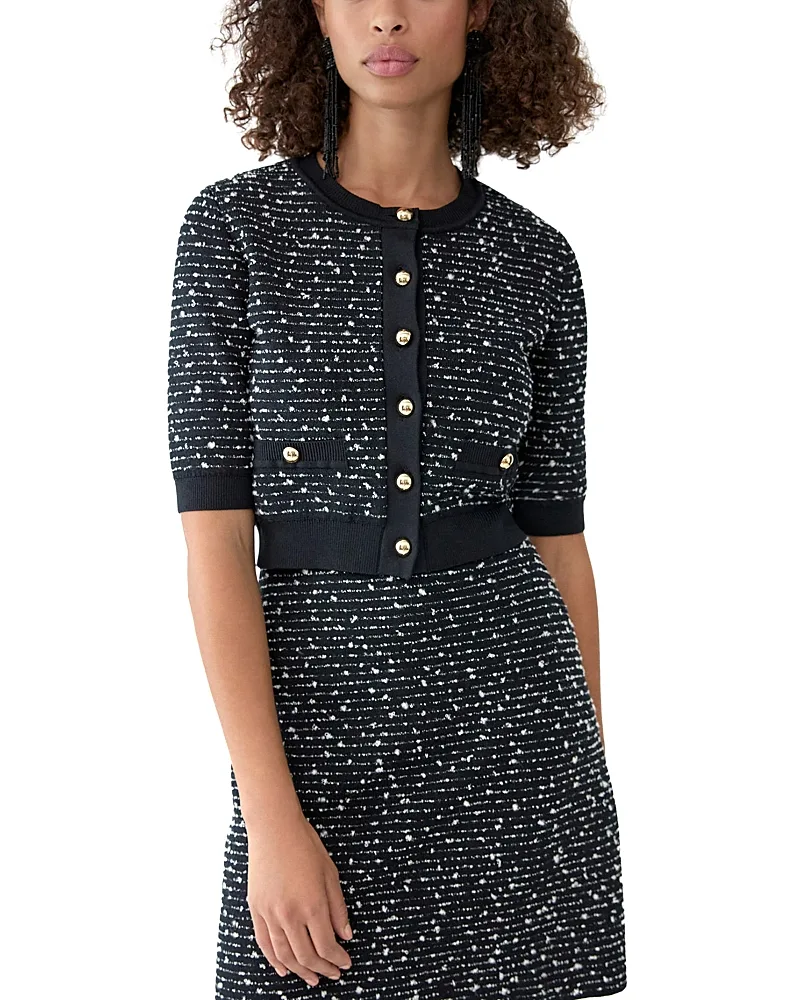 Embellished Silk & Wool Cropped Cardigan by Carolina Herrera