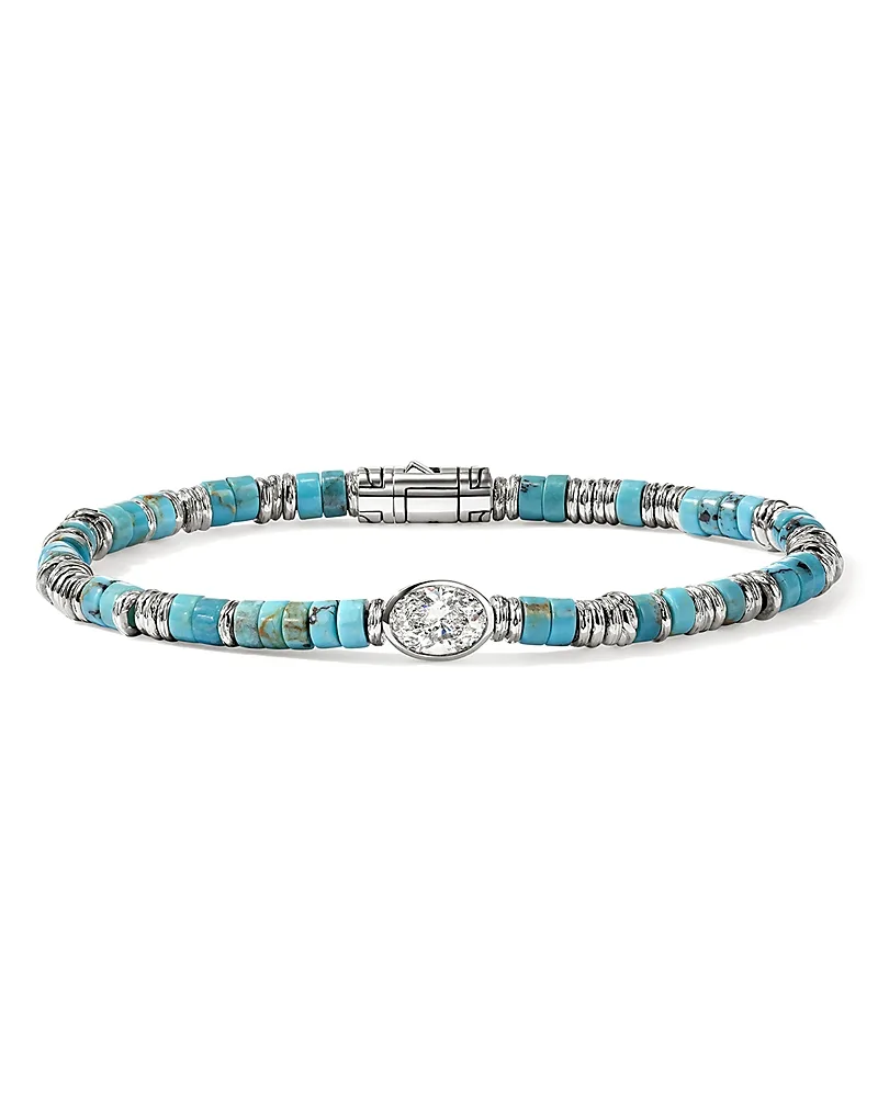 Sterling Silver Jh Lovestruck Turquoise & Lab Grown Diamond Heishi Bead Bracelet by John Hardy