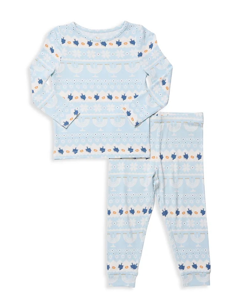 Hanukkah Fair Isle Print Bamboo Blend Pajama Set by Pink Chicken