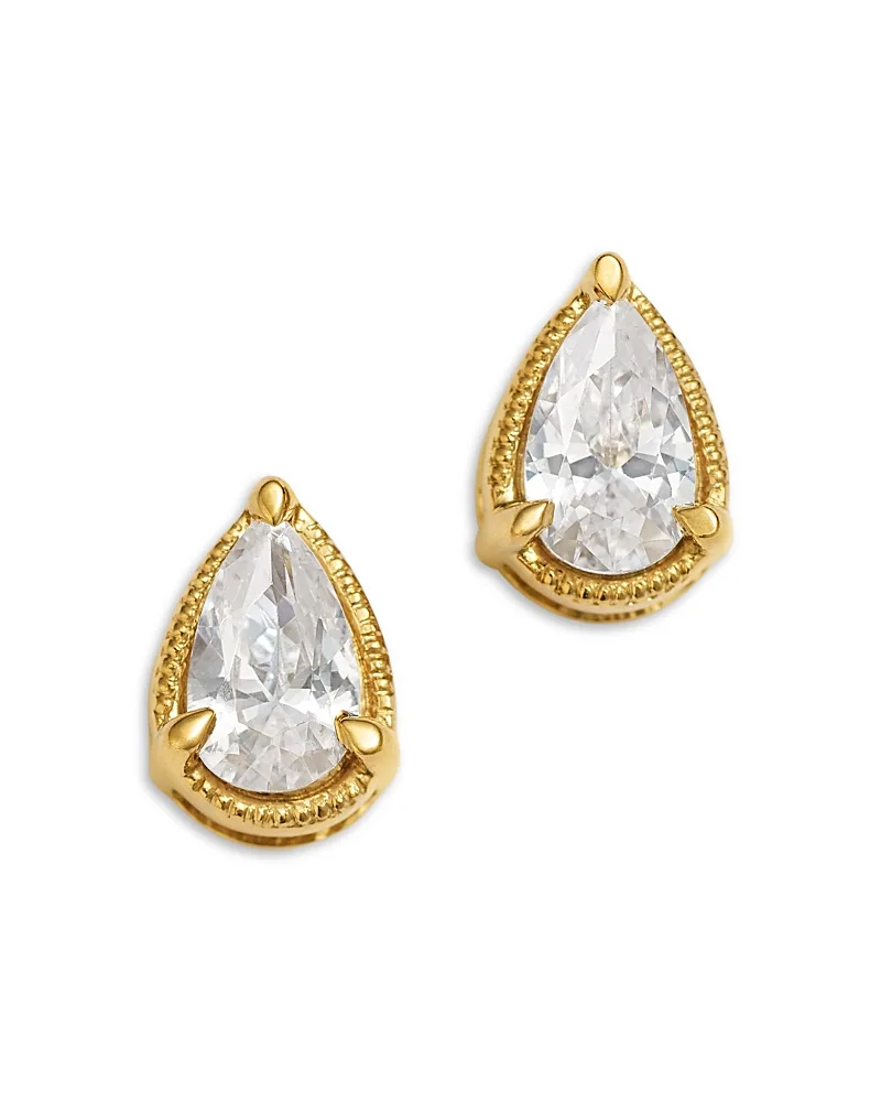 Diamond Pear Shaped Stud Earrings in 14K Yellow Gold, 0.38 Tcw