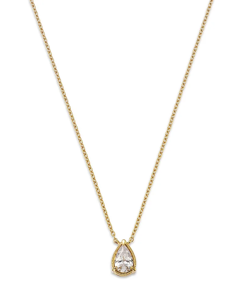 Diamond Solitaire Pear Shaped Pendant Necklace in 14K Yellow Gold, 0.33 Tcw