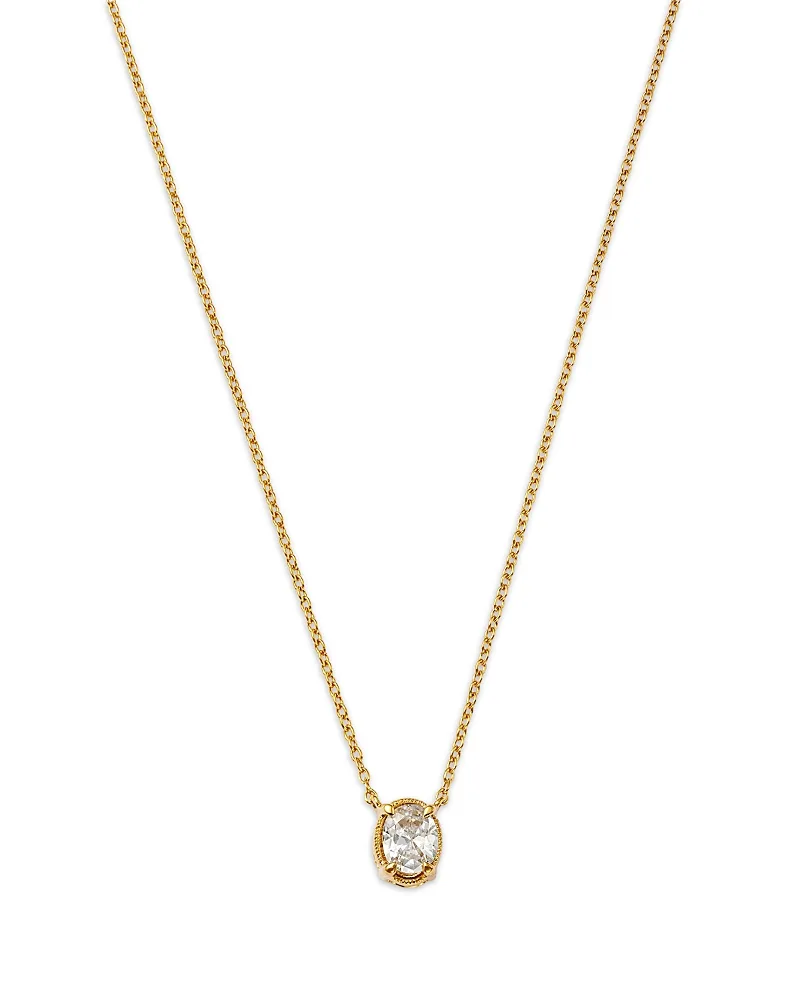 Diamond Solitaire Oval Cut Pendant Necklace in 14K Yellow Gold, 0.33 Tcw