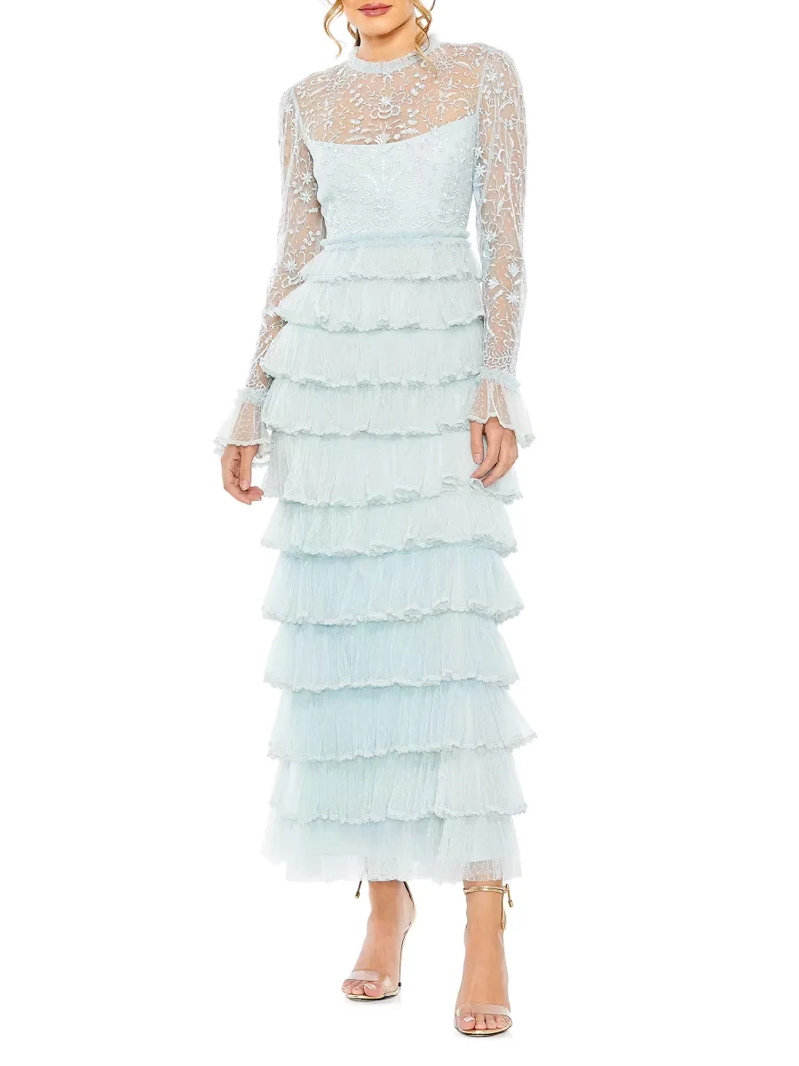 Embroidered Tiered Gown by M.A.C.