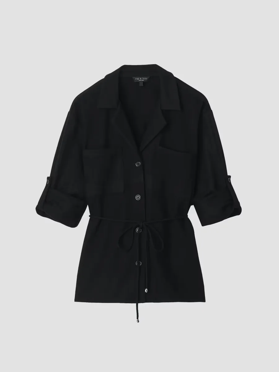 Sonny Tie-Waist Wool Blouse by rag & bone