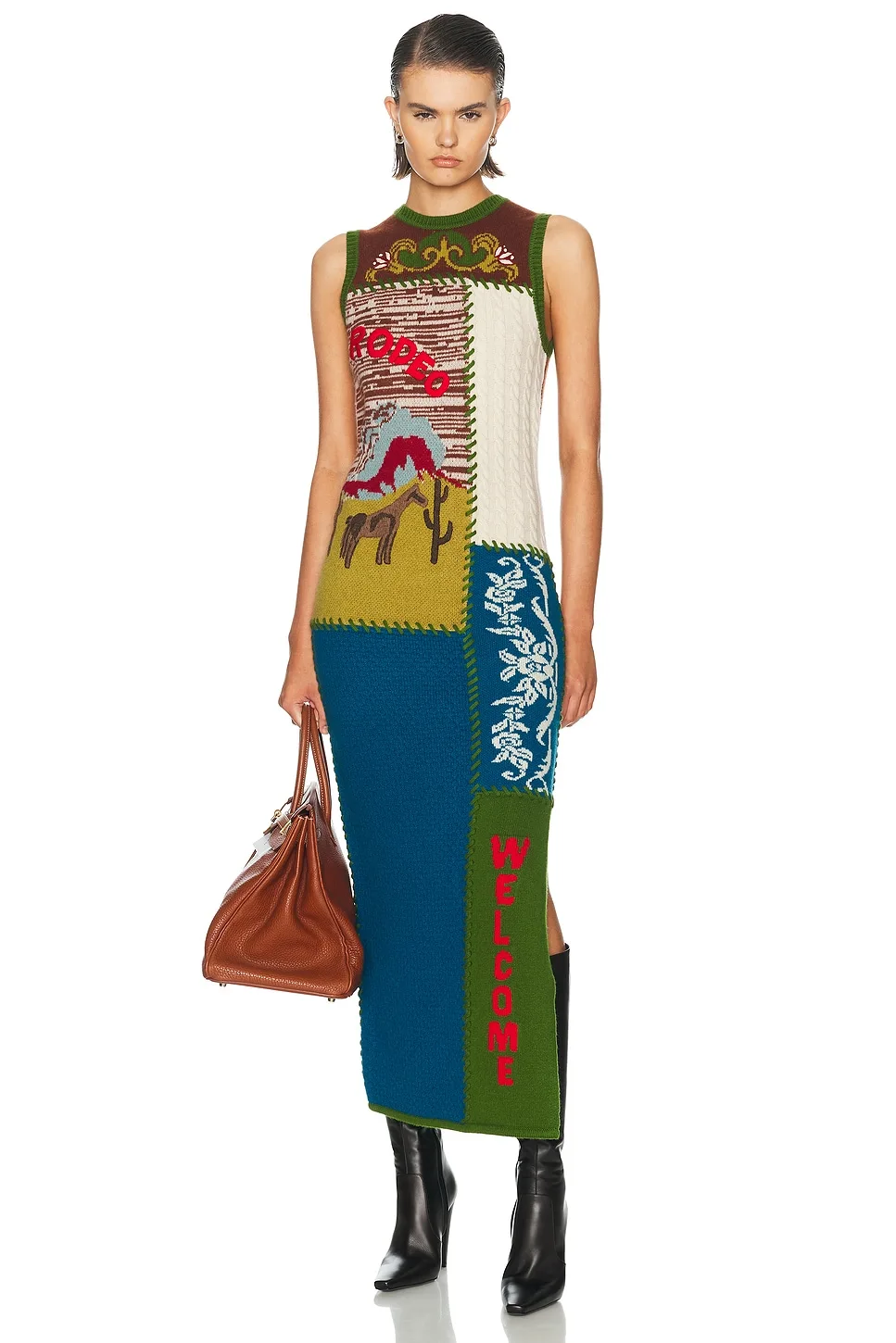 Lasso Patchwork Knit Dress by Alemais
