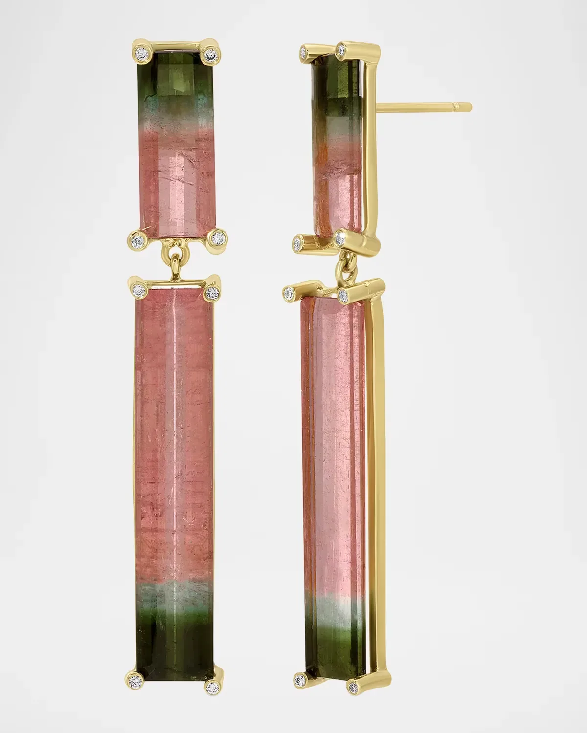 18K Blossom Bi-Color Tourmaline and Diamond Drop Earrings by Octavia Elizabeth