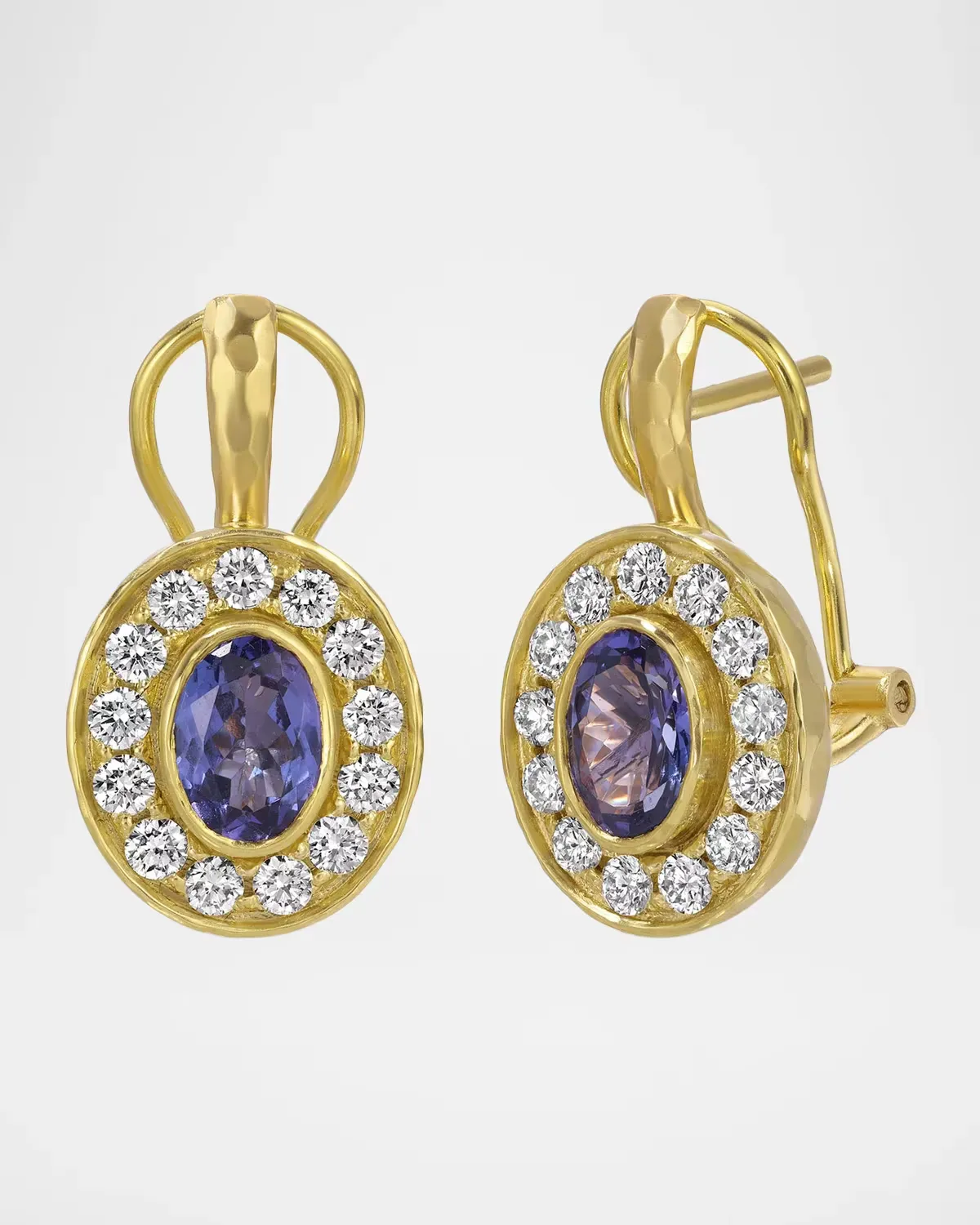 18K Mosaic Blushing Earrings with Tanzanite by Octavia Elizabeth